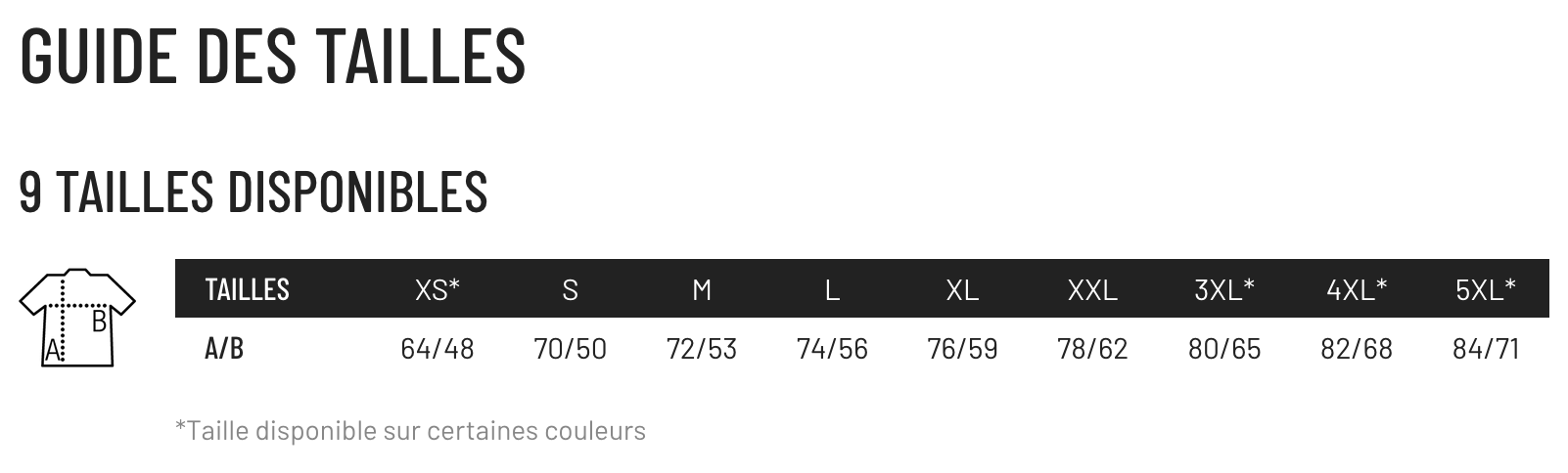 Guide des tailles SOL'S Imperial